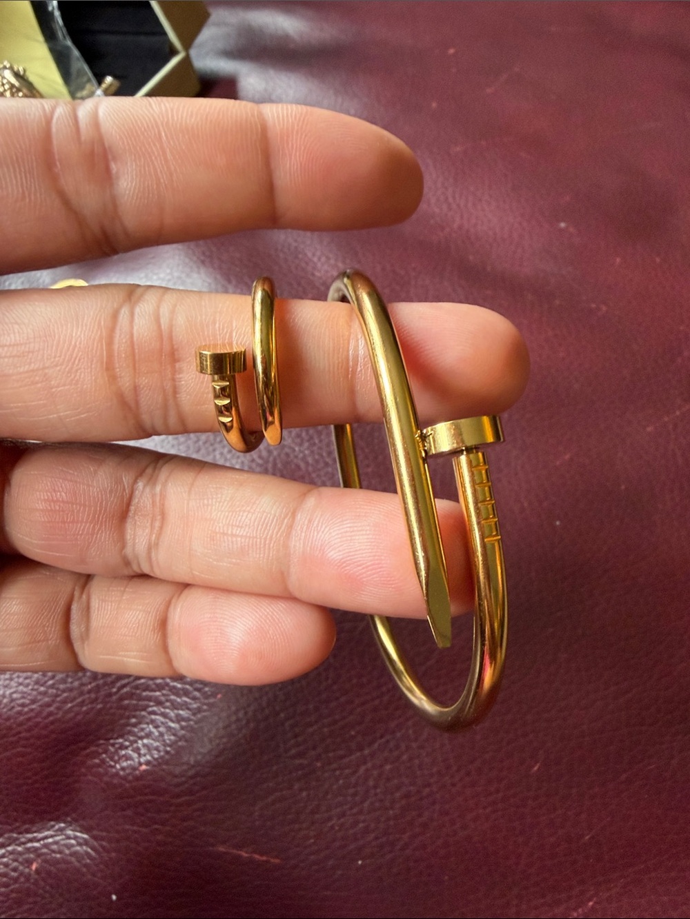 Gold-Tone Screw-Style Cuff Bracelet and Ring Set